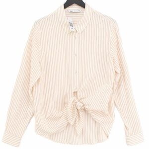 Zara Cream Striped Button Down Shirt- Small